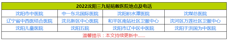 2022沈阳哪些医院有三九贴？哪些人不适合贴三九贴？