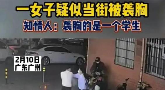 广州一女子疑被小孩当街袭胸 现场曝光女子被吓到惊声尖叫立马报警
