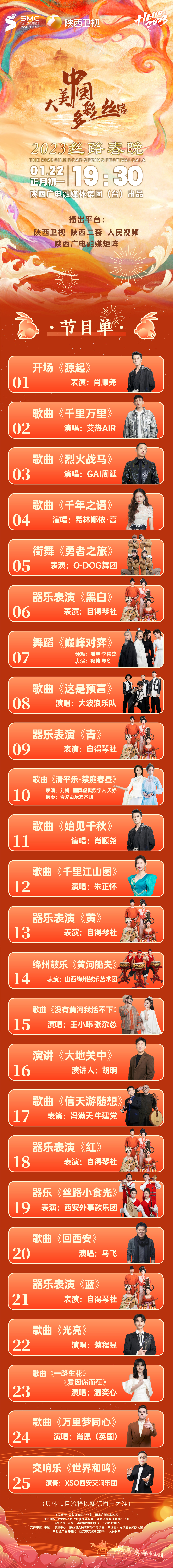 2023陕西卫视春晚节目单新鲜出炉 2023陕西卫视春晚节目单嘉宾名单什么时候几点播出？