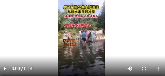 男子水库洗狗和游客起冲突 镇政府：水库不允许游泳
